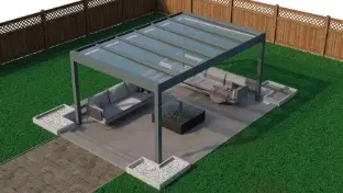 Overkapping op maat van Deponti geplaatst door RDT Concept Menen