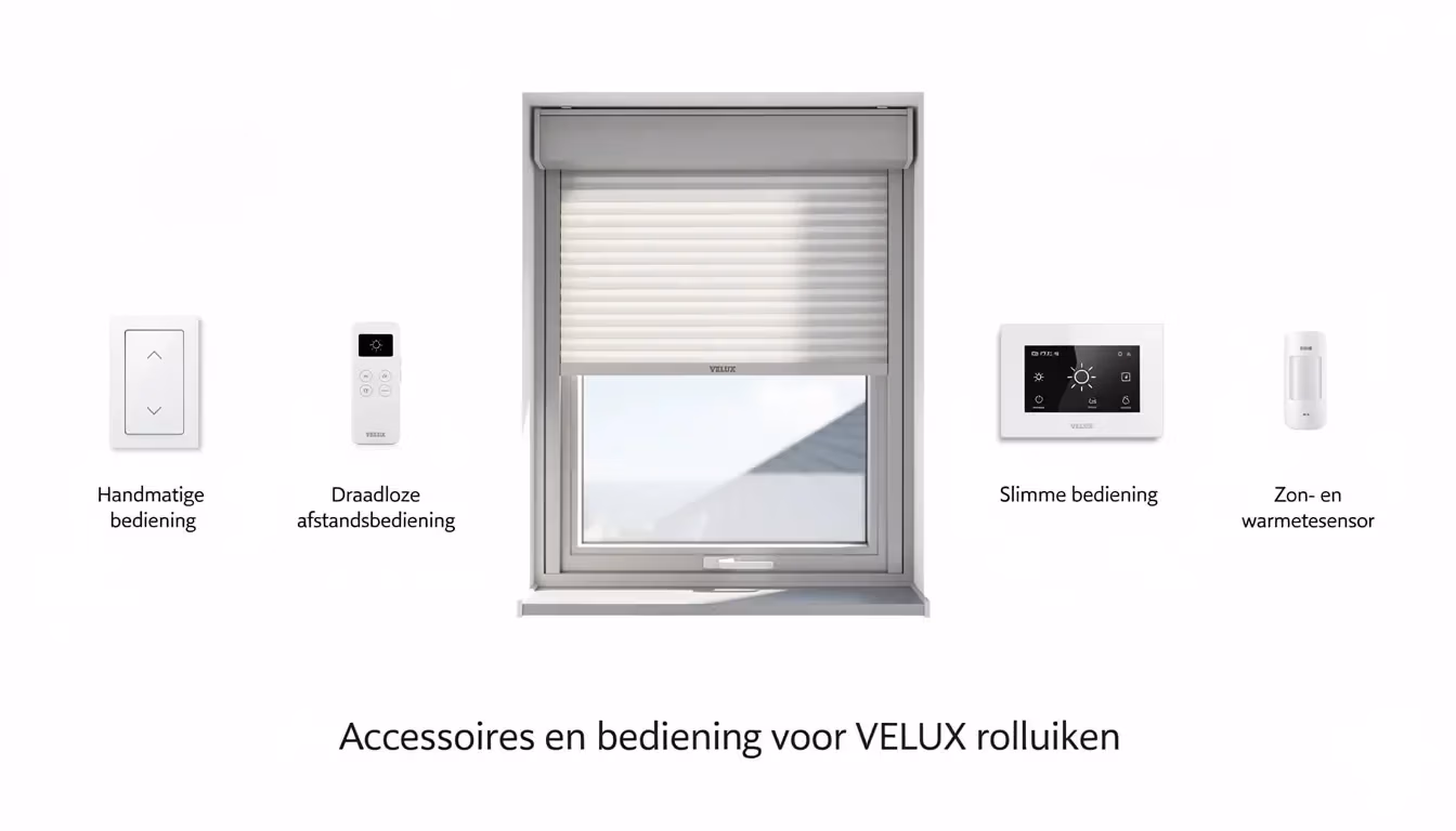 Accessoires en bedieningsopties voor VELUX rolluiken op MK04 dakramen
