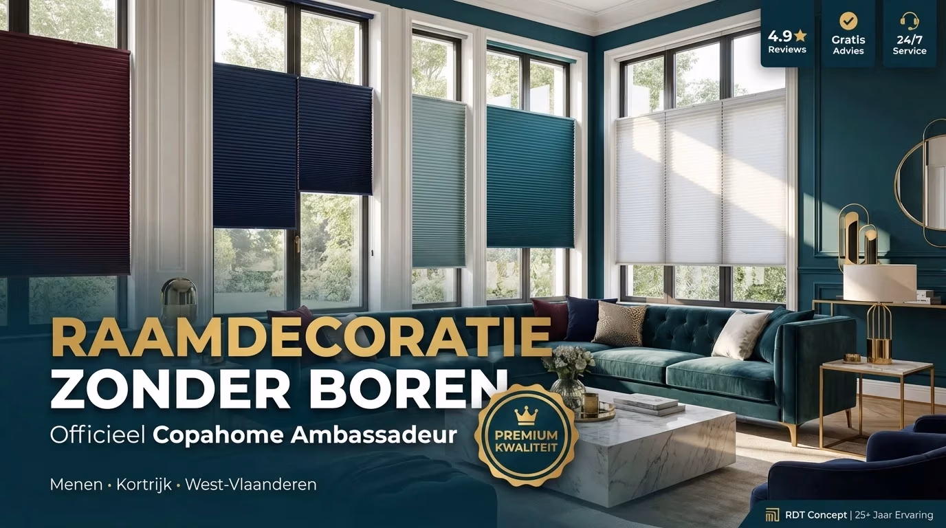 Raamdecoratie zonder boren Copahome Ambassadeur RDT Concept Menen Kortrijk West-Vlaanderen