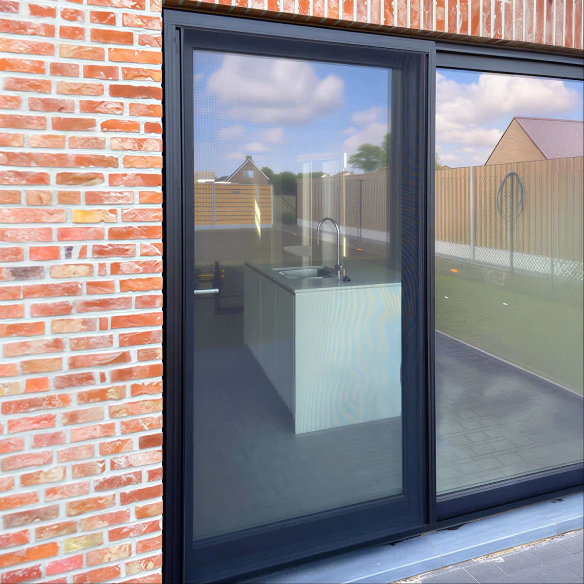 Eosol Linus 30 schuifvliegendeur met 30 mm aluminium profiel voor een keukendeur