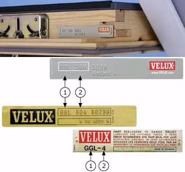 Typeplaatje van VELUX dakraam met raamcode