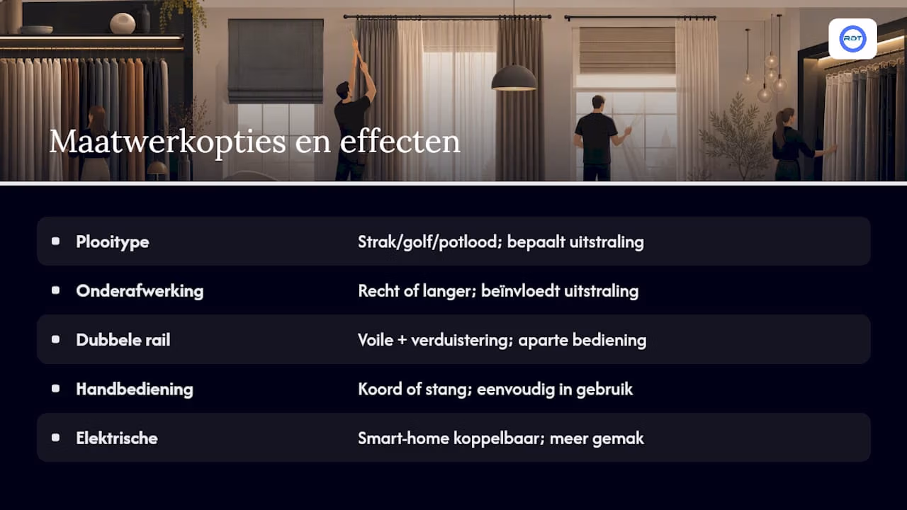 Overzicht van maatwerkopties voor gordijnen