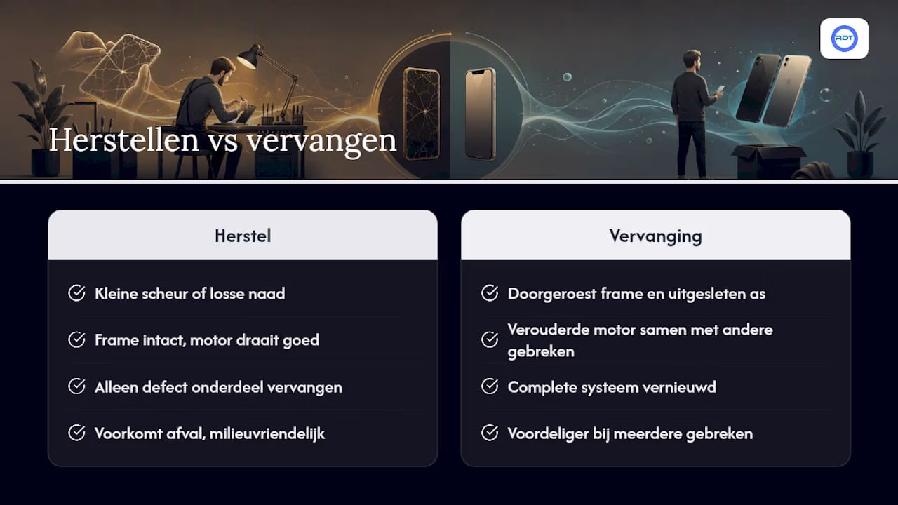 Wanneer herstellen en wanneer vervangen? — overview diagram