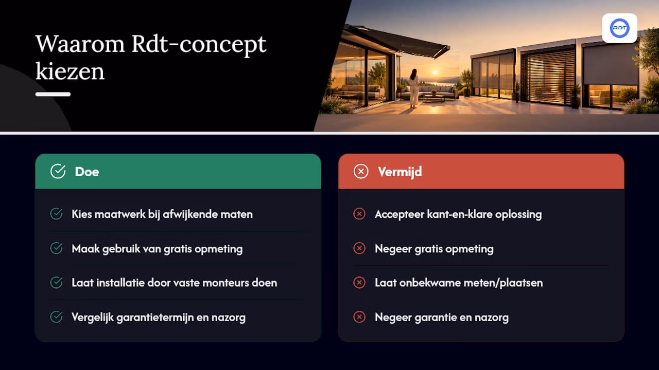 Waarom loont maatwerk zonwering via Rdt-concept? — overview diagram
