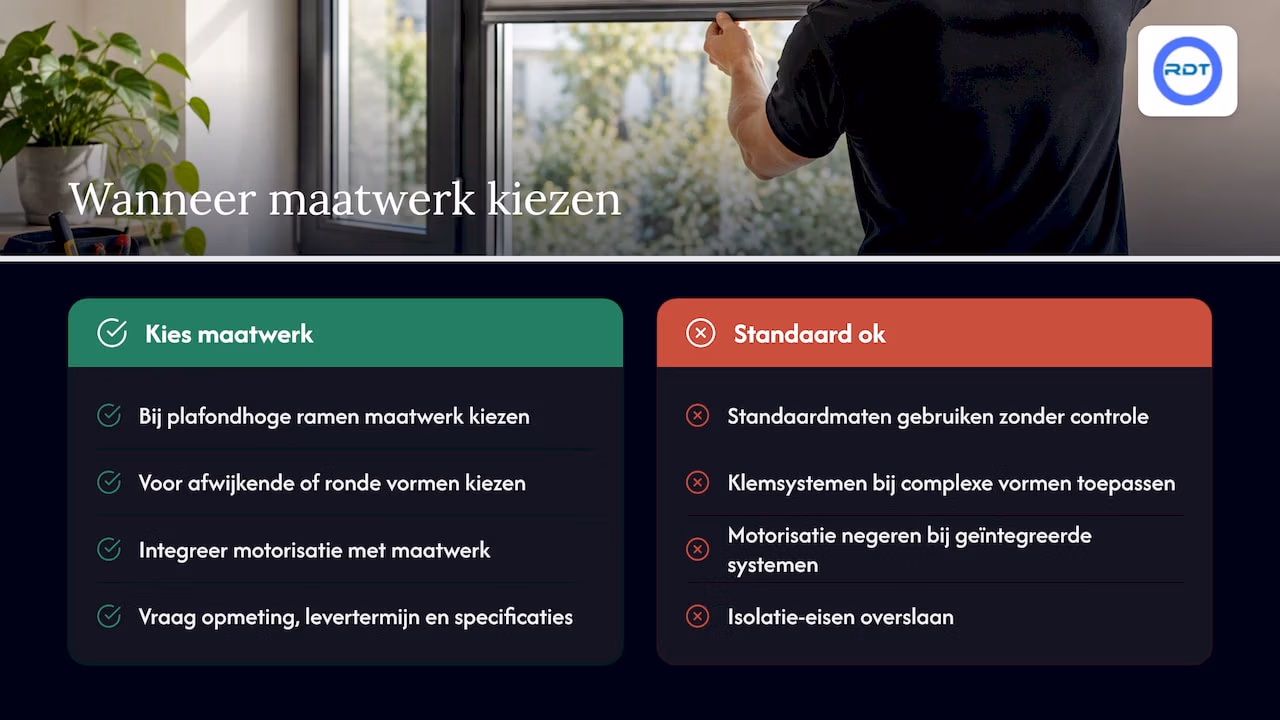 Wanneer kies je voor maatwerk en professionele plaatsing? — overview diagram