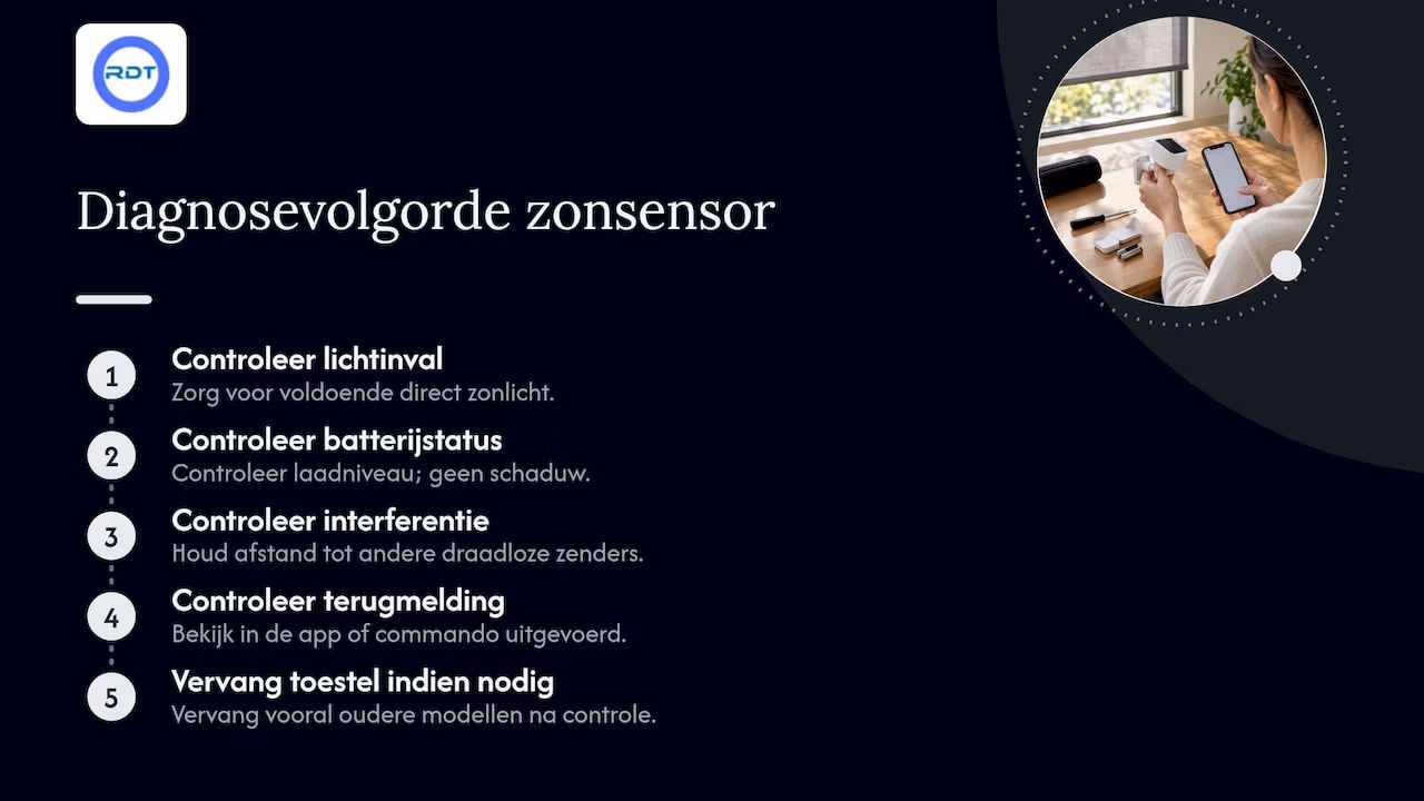 Stappenplan voor het diagnosticeren van een storende zonnesensor