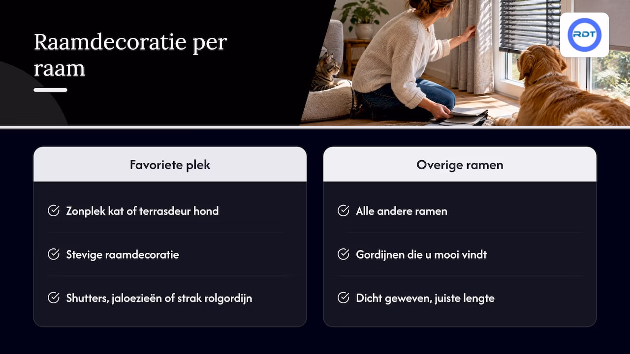 Raamdecoratie afgestemd op favoriete huisdierplekken